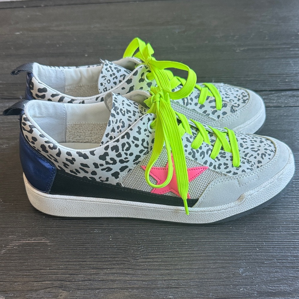 Steve Madden women’s Sneakers with Neon Green and Pink Accents